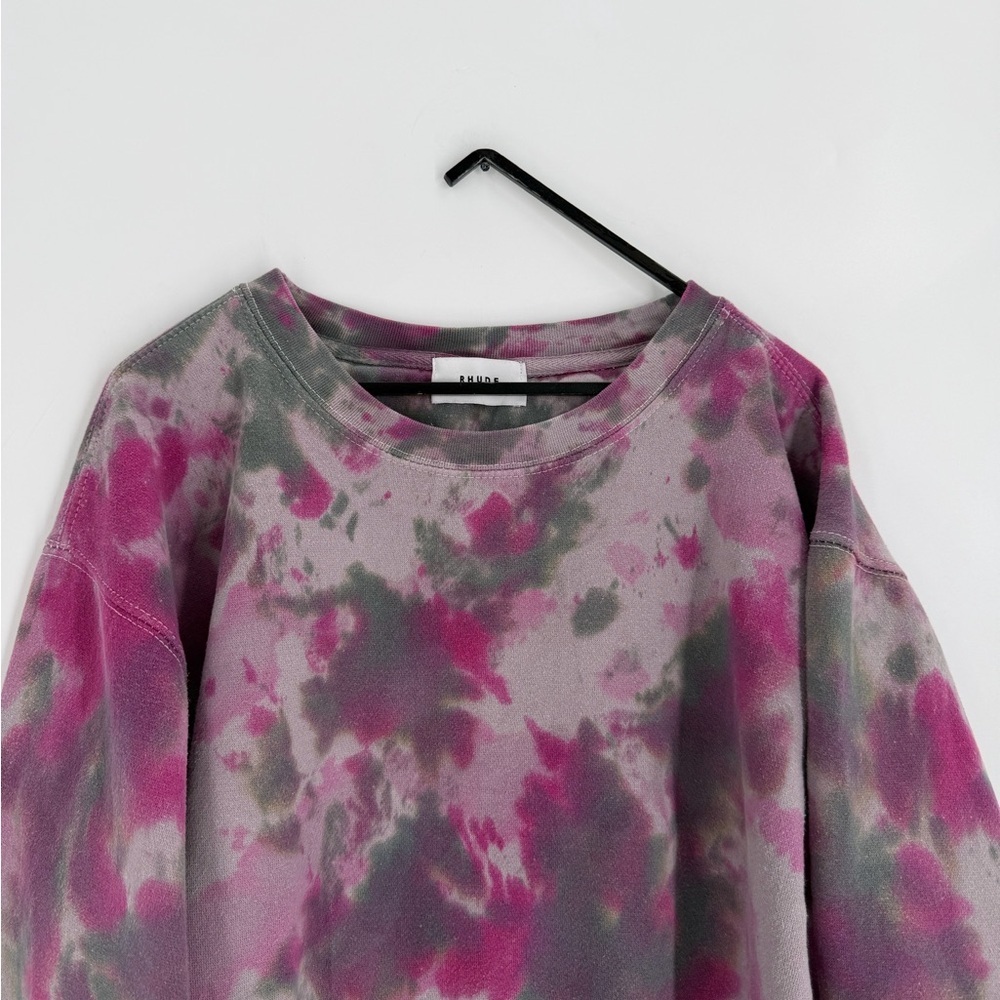 Rhude Tie Dye Crewneck Fleece Sweatshirt In Psycho Camo